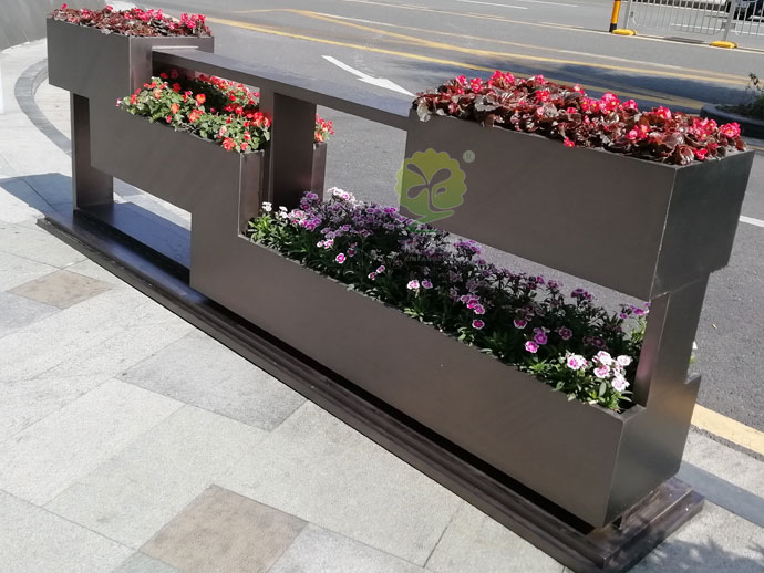 不銹鋼道路隔離花箱馬路景觀花盆